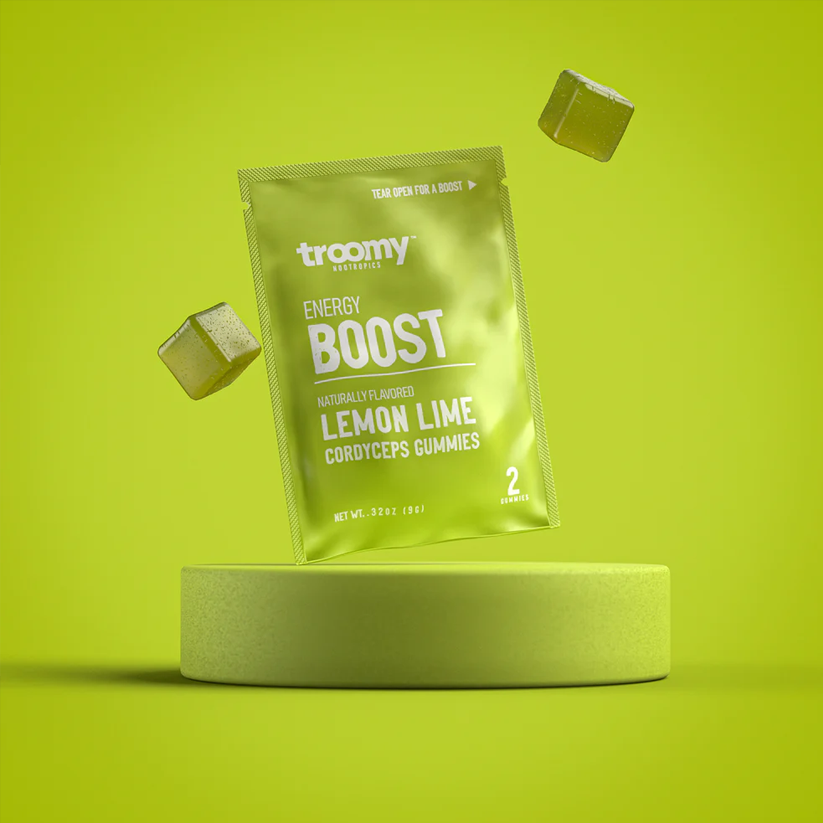 Troomy Energy Boost Troomy Nootropics Energy Boost: 800mg Mushroom Blend Daily Gummies / Lemon Lime 2 Pack