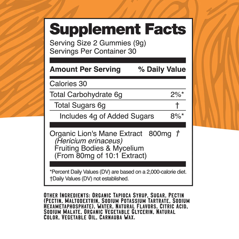 Troomy Focus Label Troomy Nootropics Focus: 800mg Mushroom Blend Daily Gummies / Passionfruit Tangerine 2 Pack